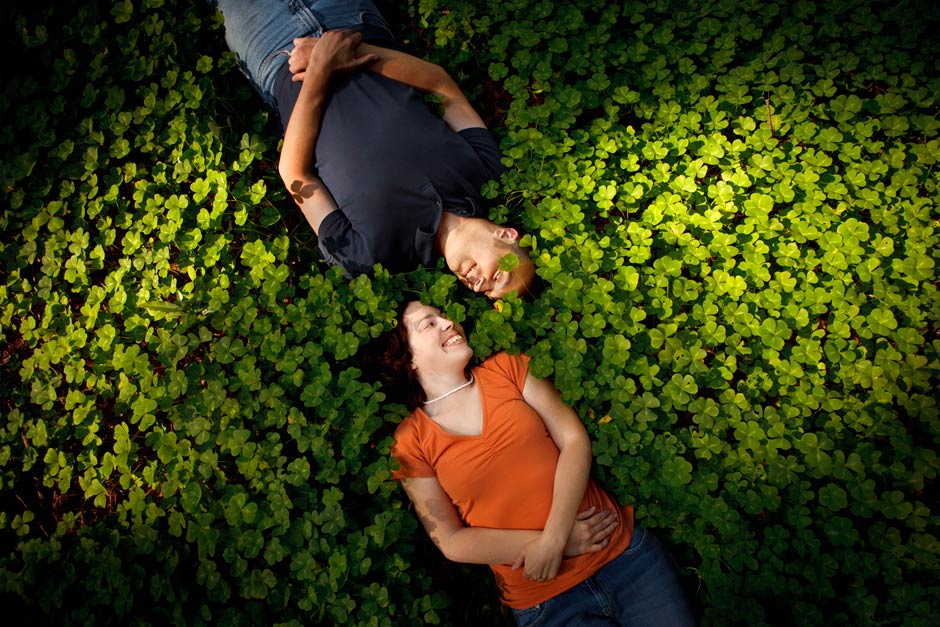 lying in clover engagement photo